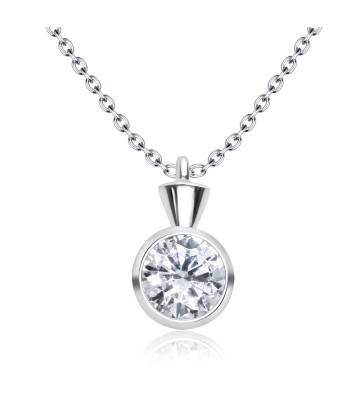 Round Pendant CZ Designed Silver Necklace SPE-3212